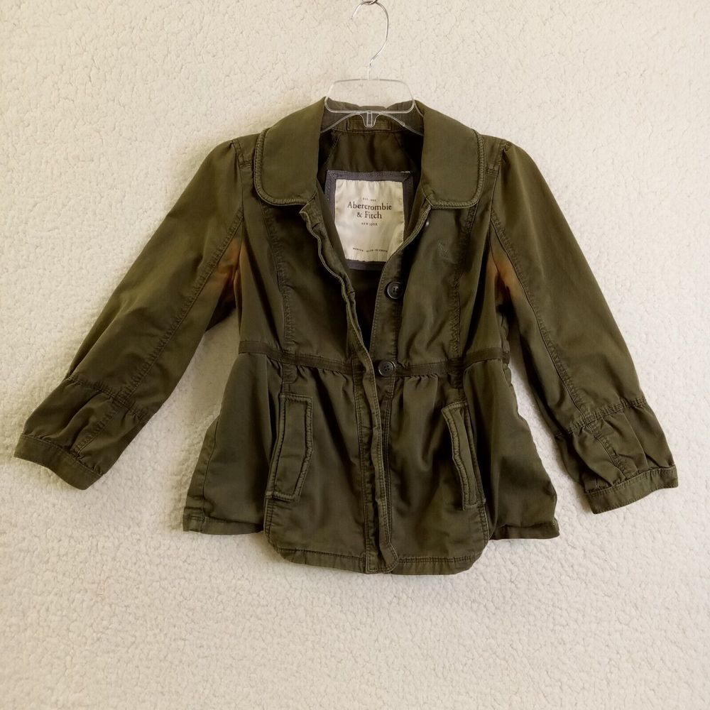Abercrombie & Fitch Green‎ Military Medium Women's Jacket Cotton Stretch